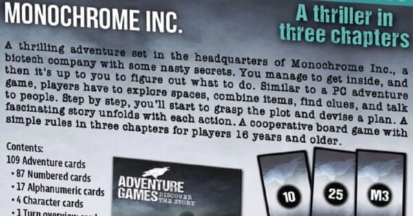 Adventure Games Monochrome Inc Box Back